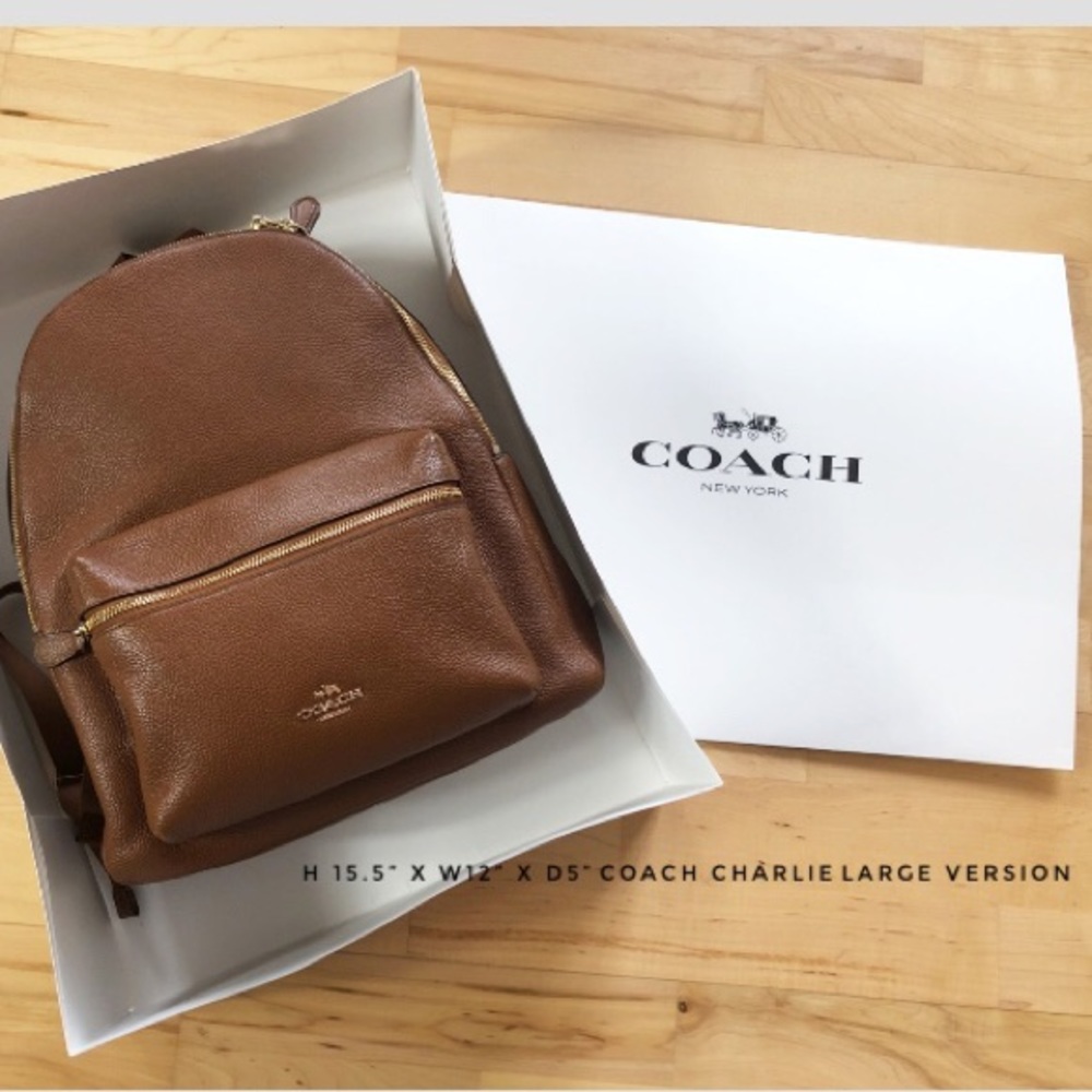 NWOT COACH CHARLIE LARGE BROWN LEATHER BACKPACK